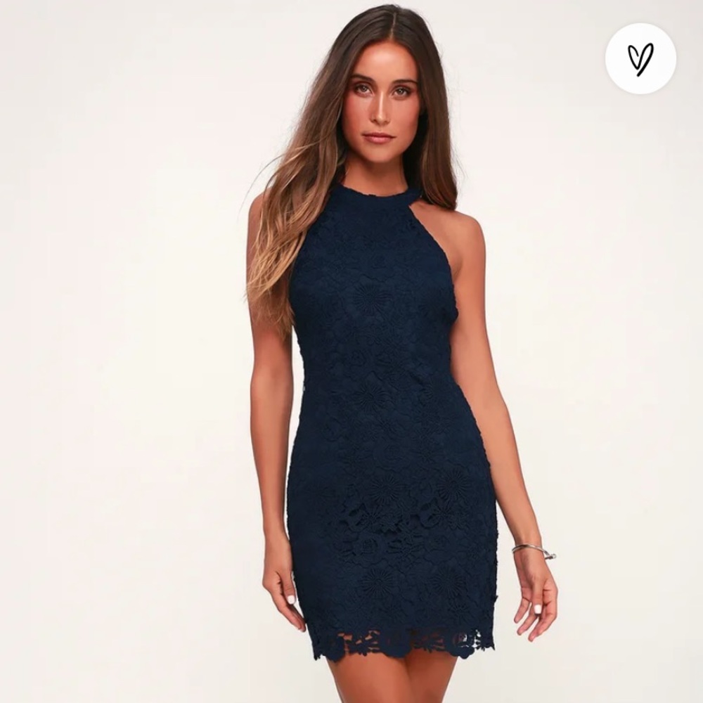 Lulus Love Poem Halter Lace Dress - Large